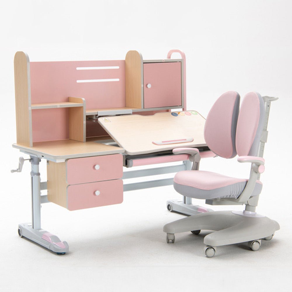 Height Adjustable Children Kids Ergonomic Study Desk Chair Set 120cm Pink AU Main image