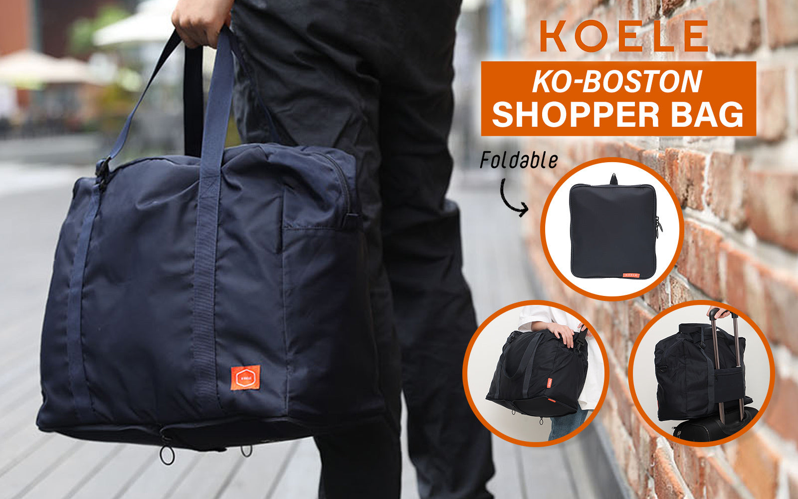 Shopper Bag Travel Duffle Bag Foldable Laptop Luggage Nylon KO-BOSTON NAVY Secondary image