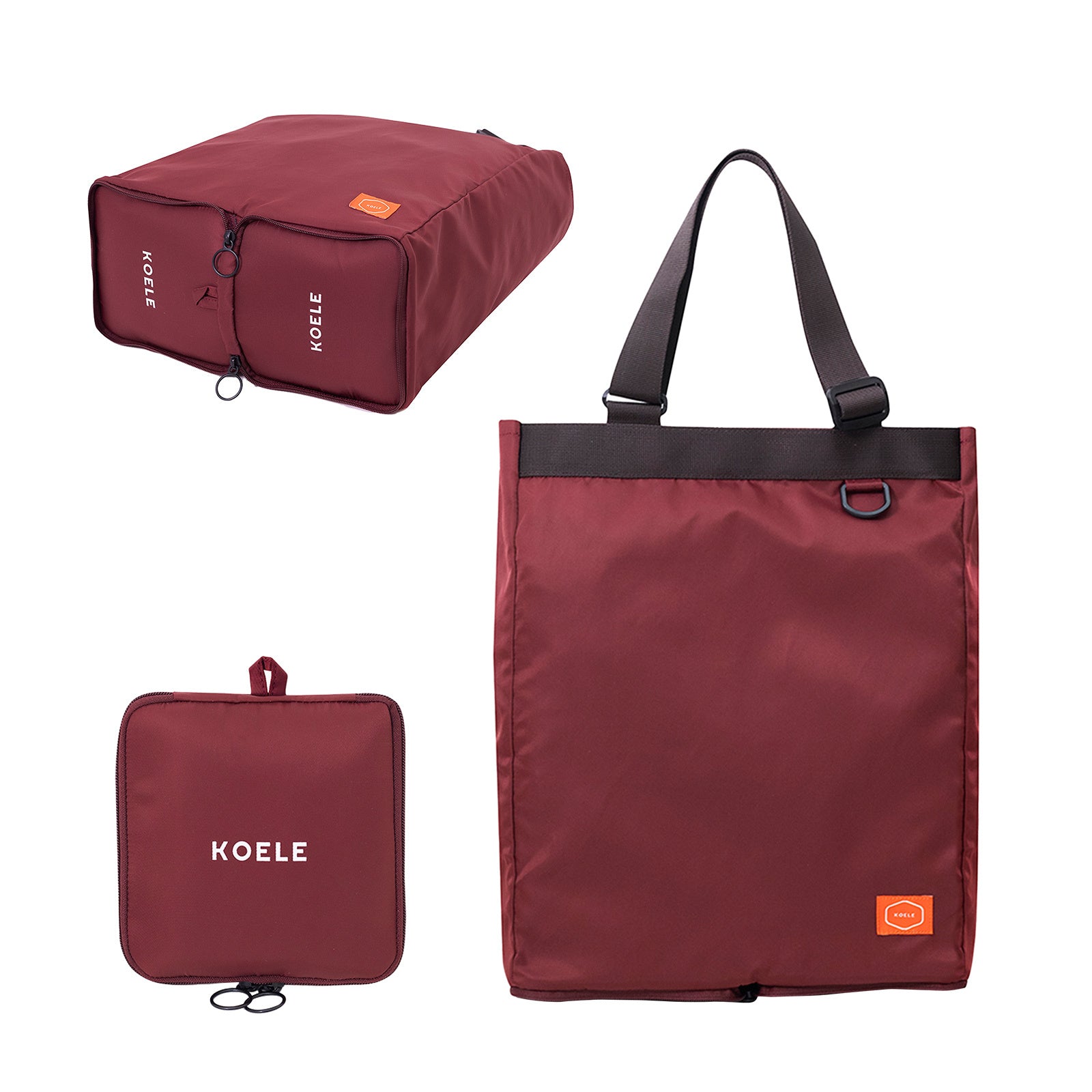 Shopper Bag Tote Bag Foldable Travel Laptop Grocery Nylon KO-SHOULDER WINE Main image