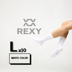 10X Rexy 3D Seamless Crew Socks Large Slim Breathable WHITE