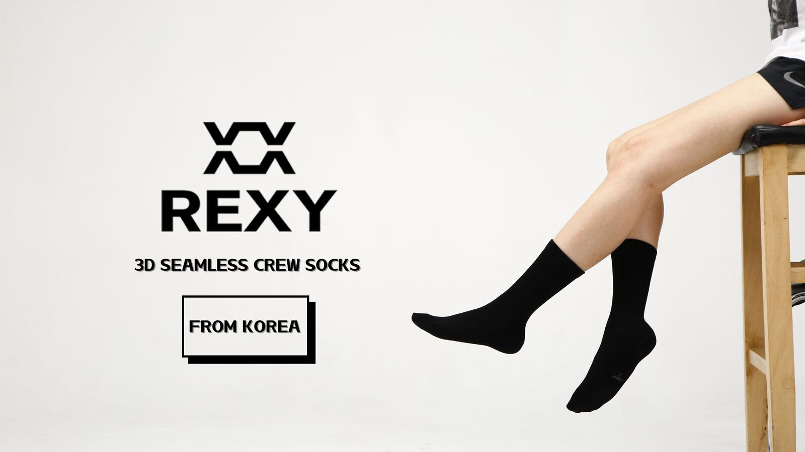 5X Rexy 3D Seamless Crew Socks Large Slim Breathable BLACK Secondary image