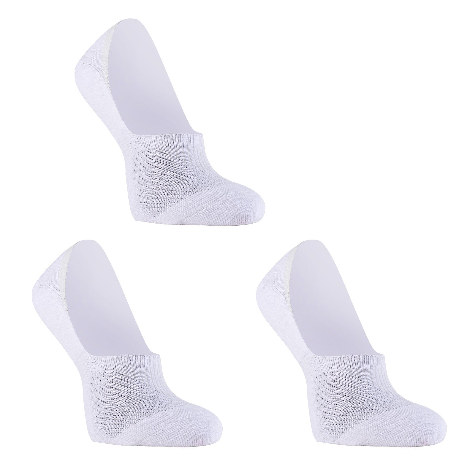 3X Rexy Cushion No Show Ankle Socks Large Non-Slip Breathable WHITE Main image