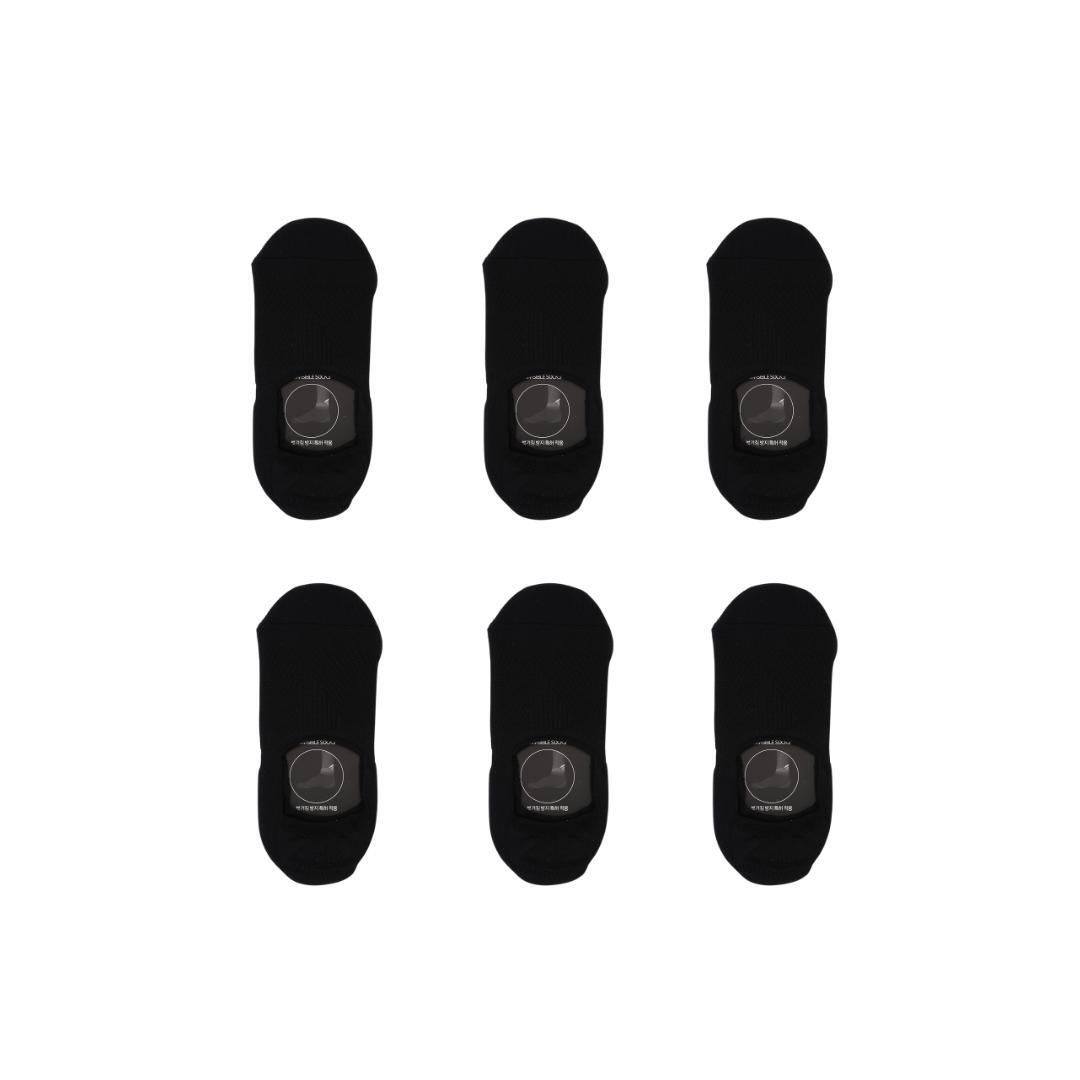 6X Rexy Cushion No Show Ankle Socks Large Non-Slip Breathable BLACK Main image