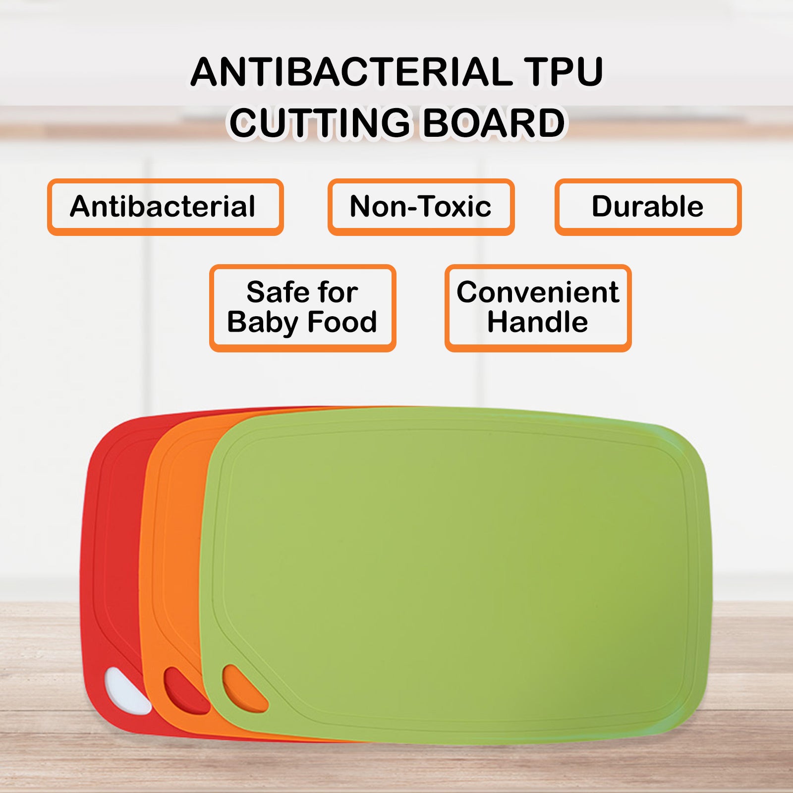 TPU Chopping Board Antibacterial Cutting Board Baby Food Grade RED Secondary image