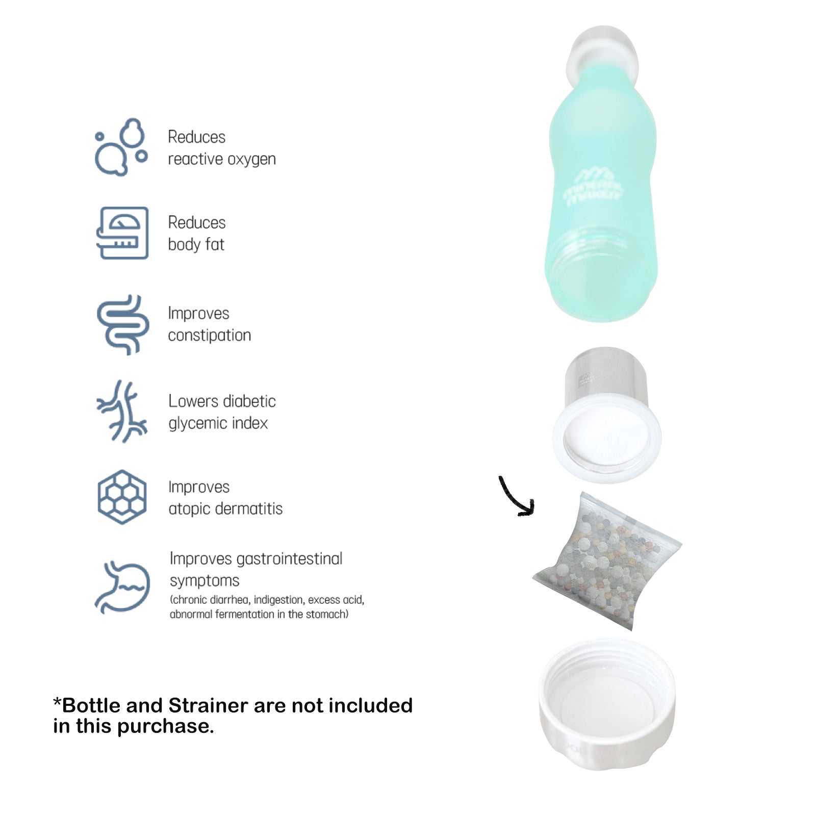 2X Alkaline Mineral Maker Stone Pouch Water Filter Pad Replacement Ceramic Balls Secondary image