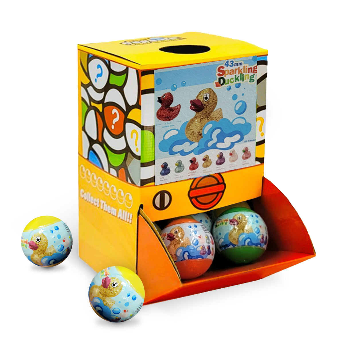 40X Kenisy Sparkling Glitter Duck Capsules 50mm Collectible Gacha in Display Box Main image