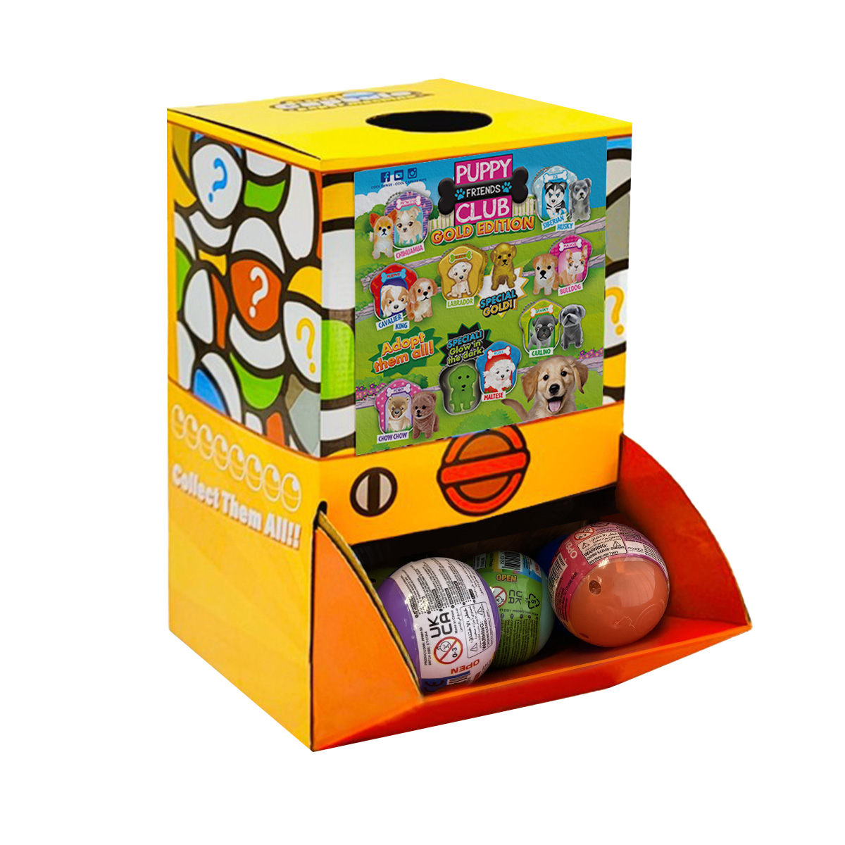 40X Puppy Club Gold Edition Dog Toy Capsule 50mm Collectible Gacha w Display Box Main image