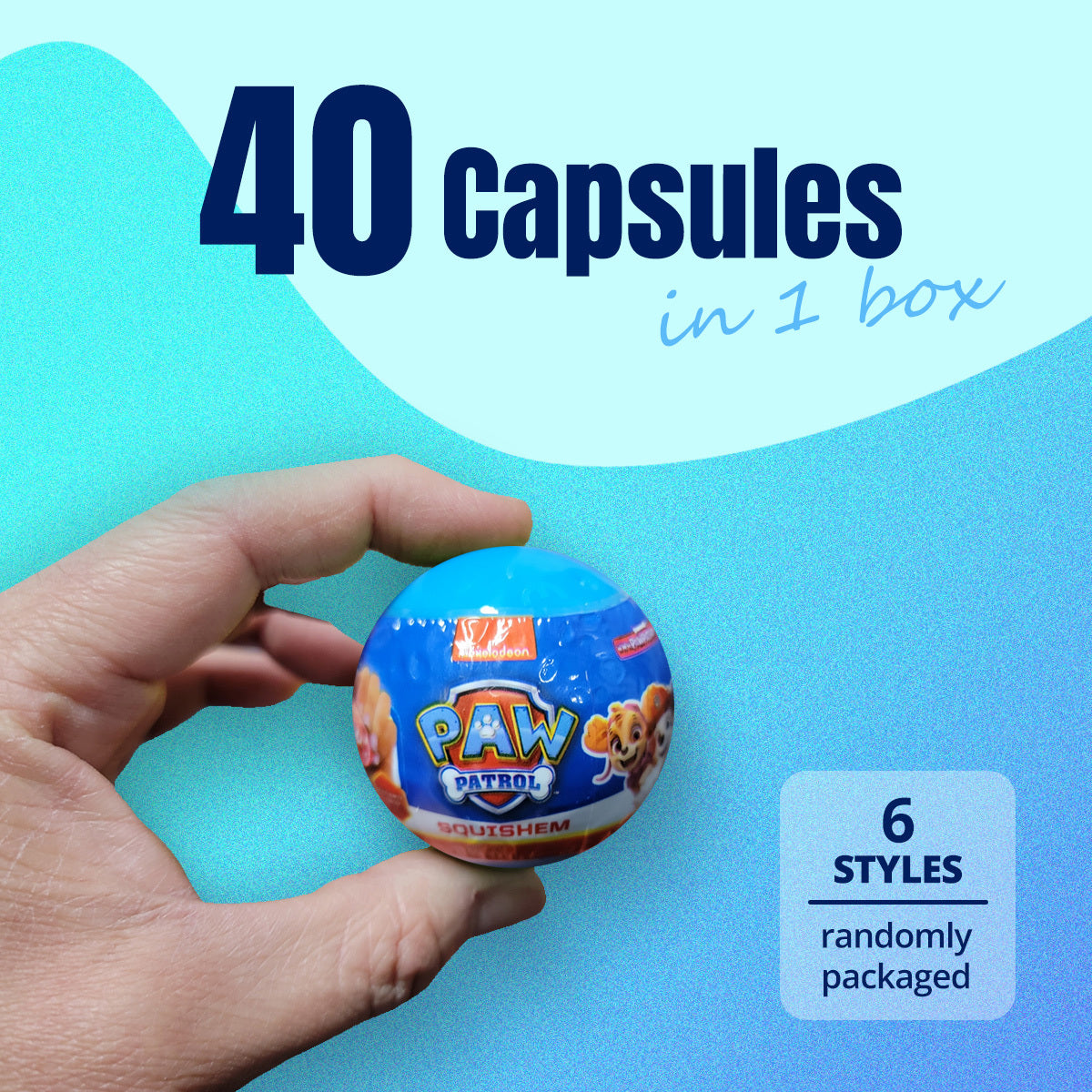 40X Kenisy Paw Patrol Squishy Toy Capsules 50mm Collectible Gacha in Display Box Secondary image