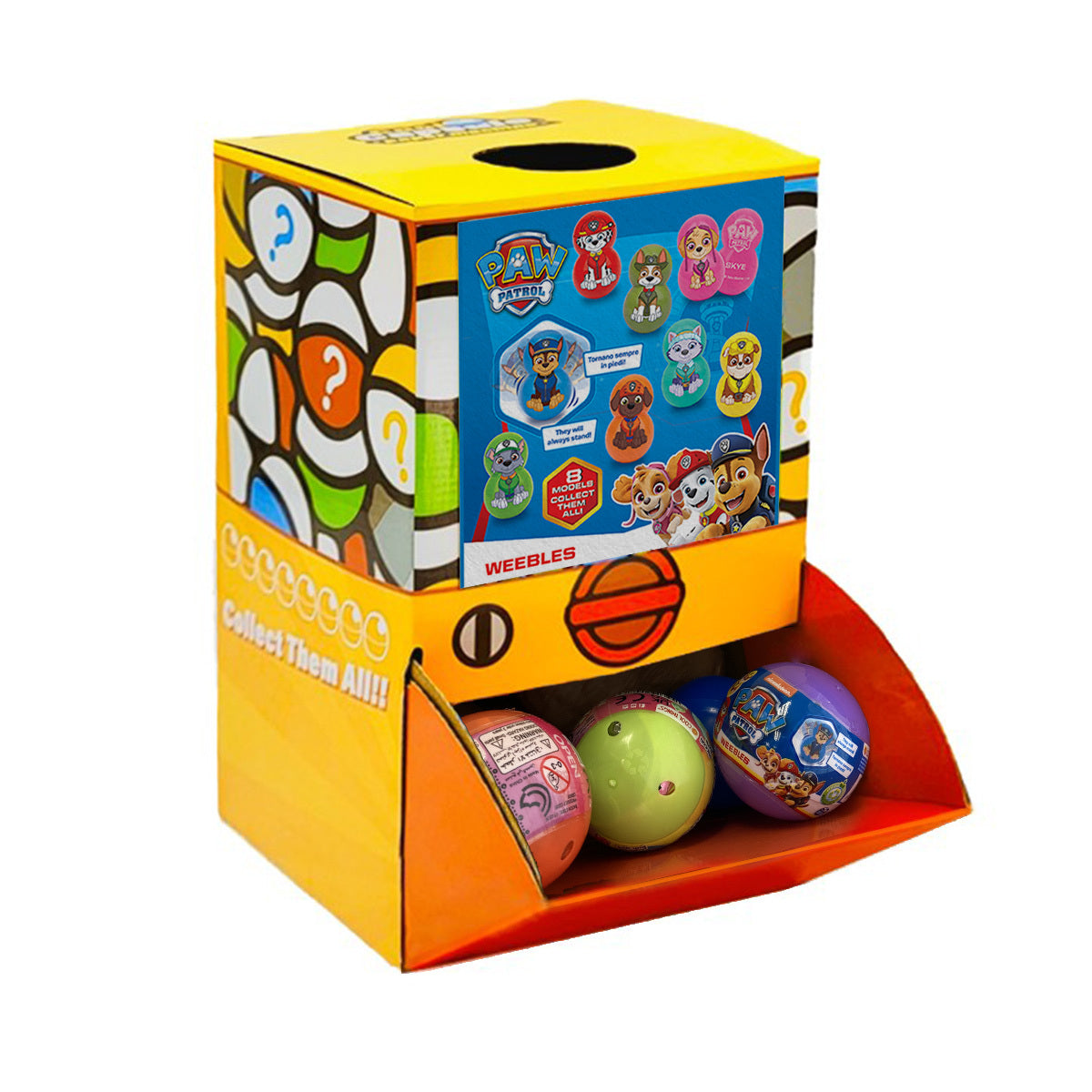 40X Paw Patrol Weebles Dog Toy Capsules 50mm Collectible Gacha in Display Box Main image