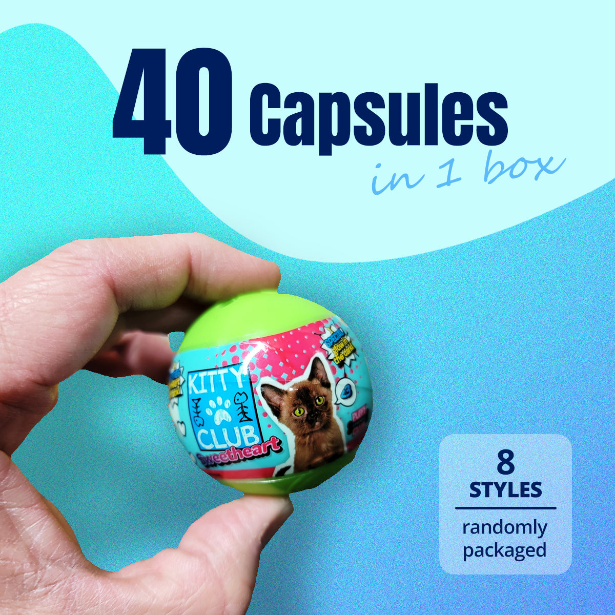 40X Kitty Club Sweet Heart Cat Toy Capsules 50mm Collectible Gacha w Display Box Secondary image