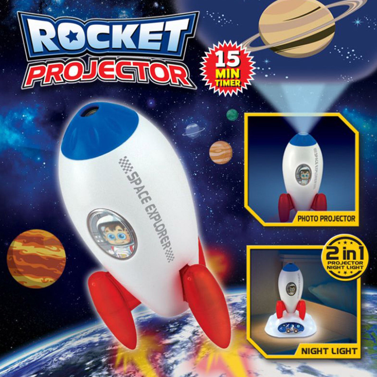 Rocket Projector Night Light Kids STEM Toy - Outer Space Planet Secondary image