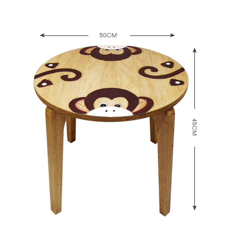 Hand Carved Children's Table Wooden MONKEY Theme Secondary image