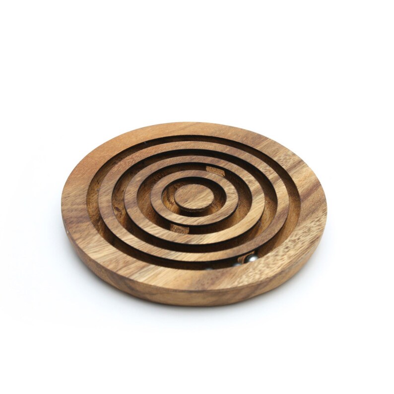 Marble run brain teaser puzzle, wood, handmade 3D puzzle-get all 3 marbles together Secondary image