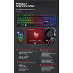 T-Wolf TF400 4-pcs Rainbow Keyboard/Mouse/Headphone/Mouse Pad Kit Set