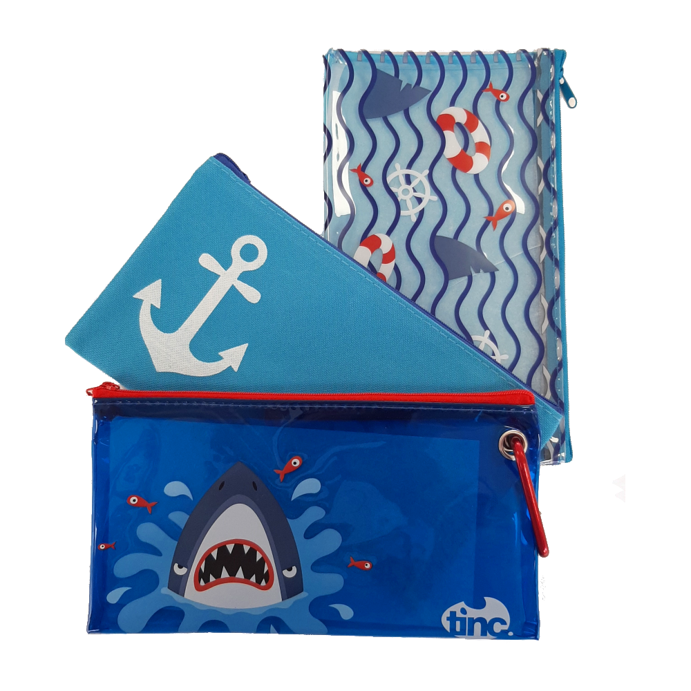 Tinc Shark Set Of 3 Pvc Pencil Cases Main image