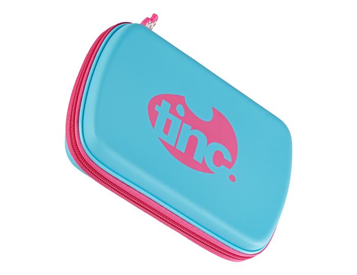 Tinc Two-Colour Hard Top Pencil Case : Blue With Pink Zip Secondary image