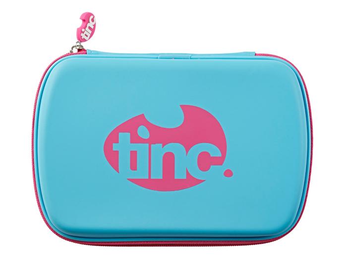 Tinc Two-Colour Hard Top Pencil Case : Blue With Pink Zip Main image