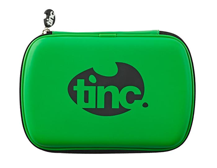 Tinc Two-Colour Hard Top Pencil Case : Green With Black Zip Main image