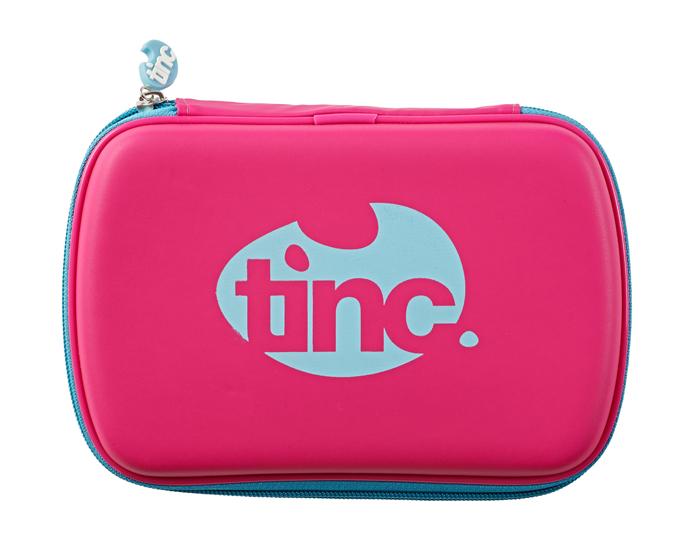 Tinc Two-Colour Hard Top Pencil Case : Pink With Blue Zip Main image