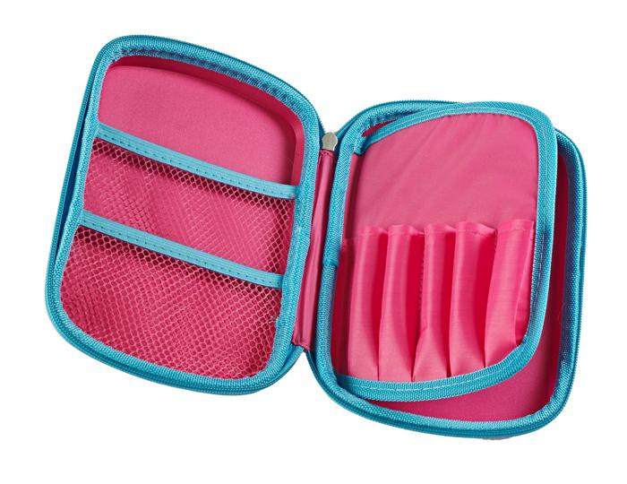 Tinc Two-Colour Hard Top Pencil Case : Pink With Blue Zip Secondary image