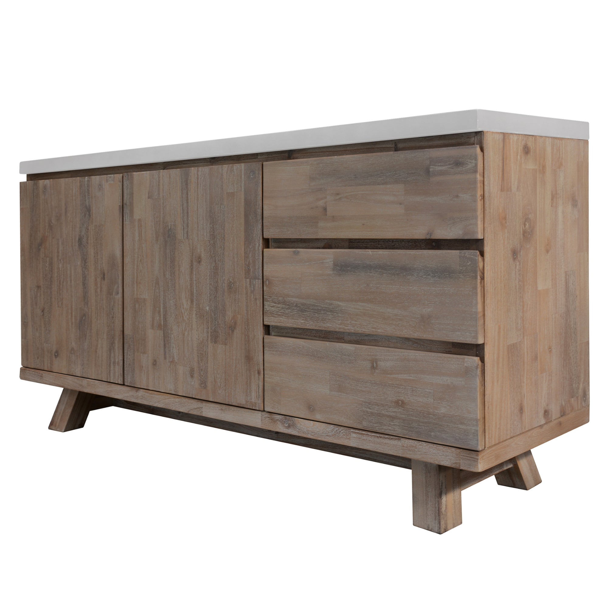 Stony 160cm Acacia Timber Buffet with Concrete Top - White Secondary image