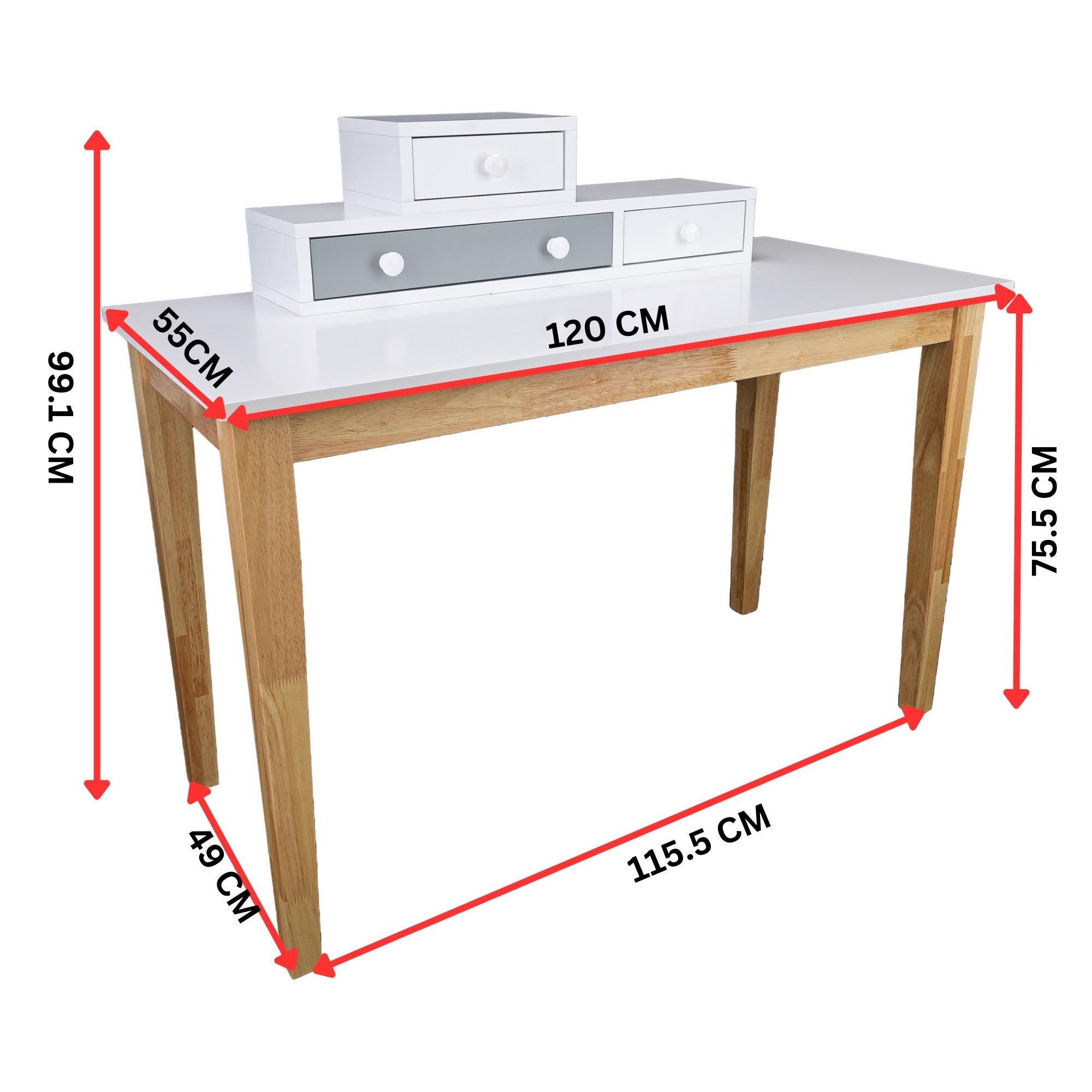 Reader Kids Children Study Computer Desk 120cm Table Rubber Wood - Grey Secondary image