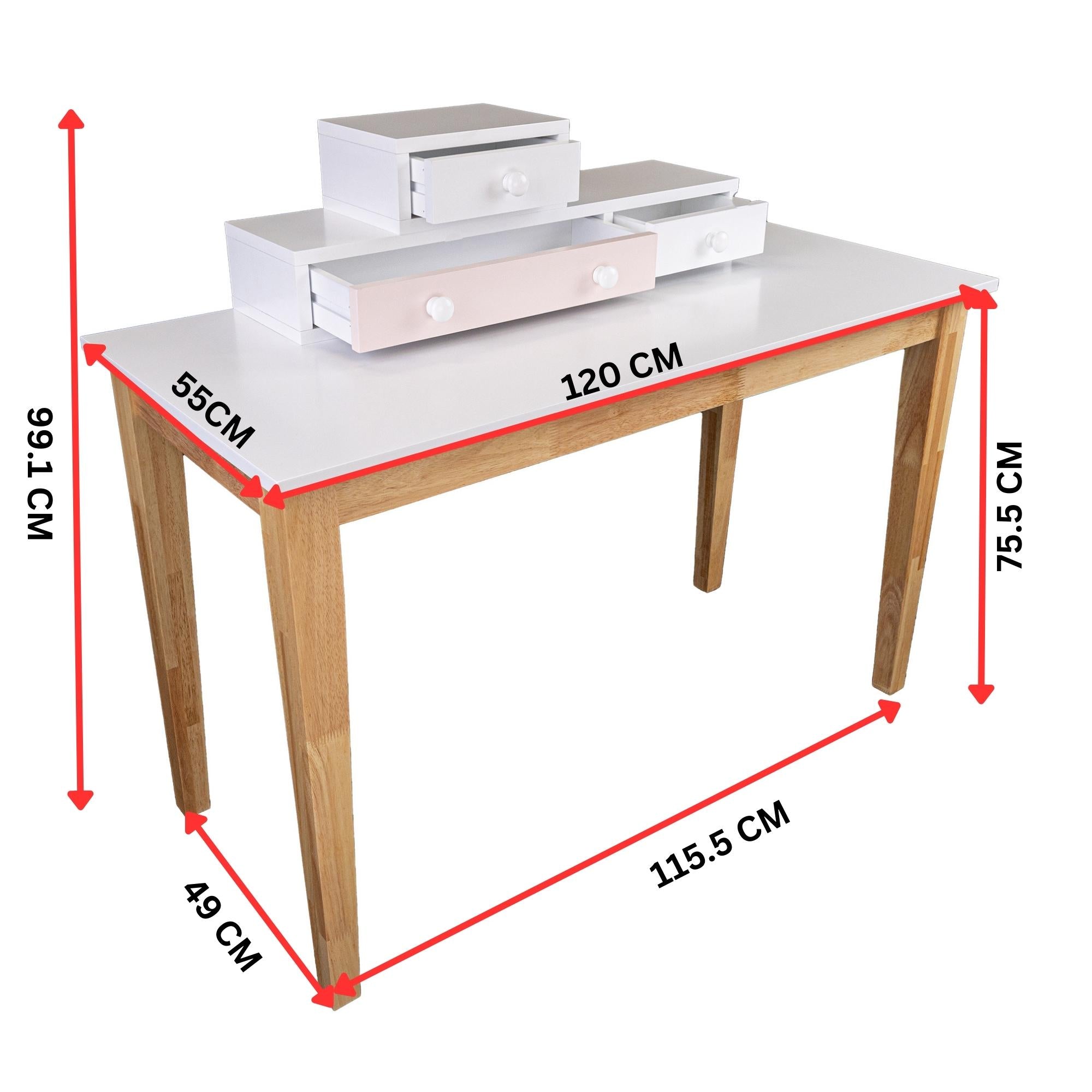 Reader Kids Children Study Computer Desk 120cm Table Rubber Wood - Pink Secondary image