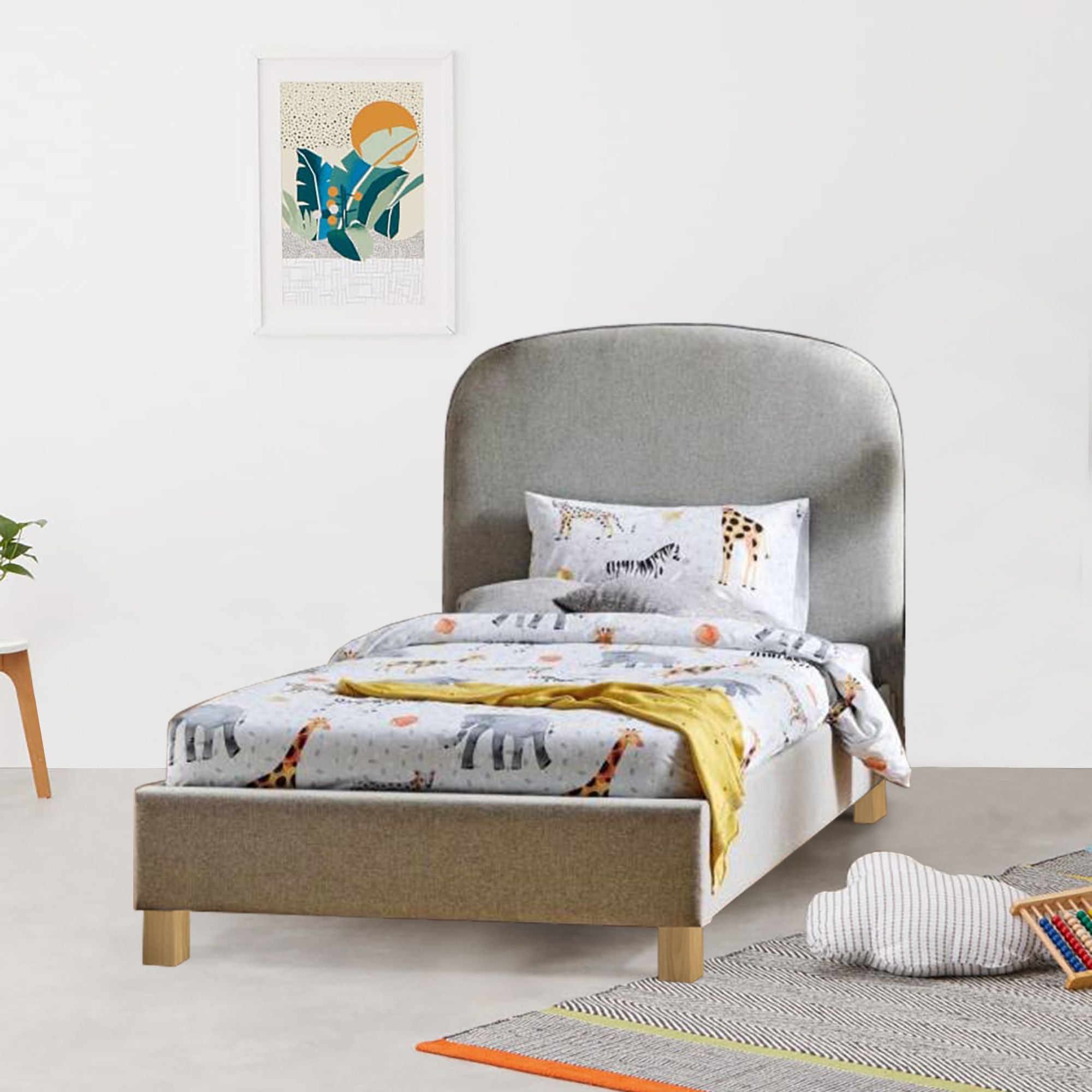 Bambino Kids Child King Single Bed Fabric Upholstered Children Kid Timber Frame Main image