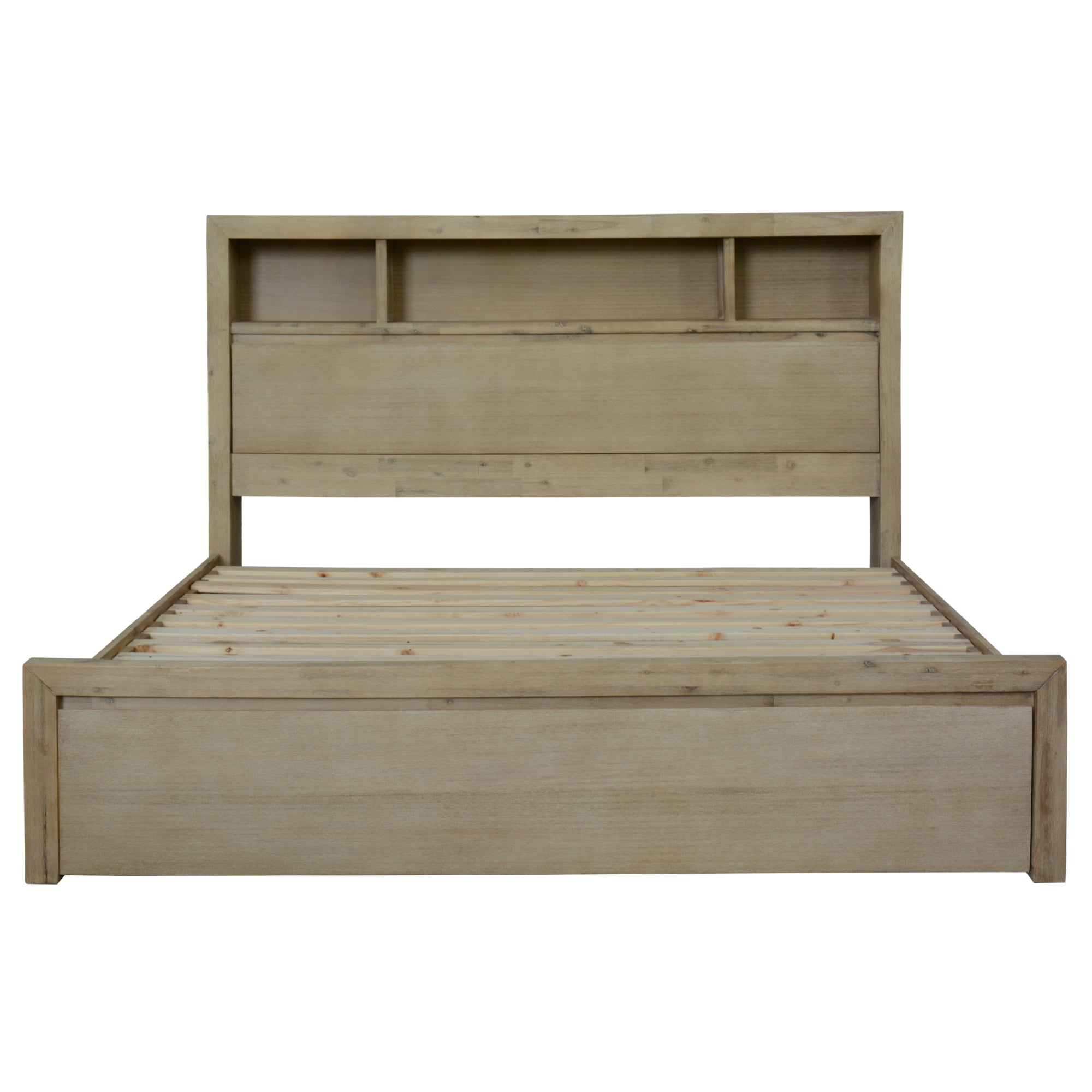 Brunet Bed Frame Queen Size Timber Mattress Base Storage Drawers Brush Smoke Main image