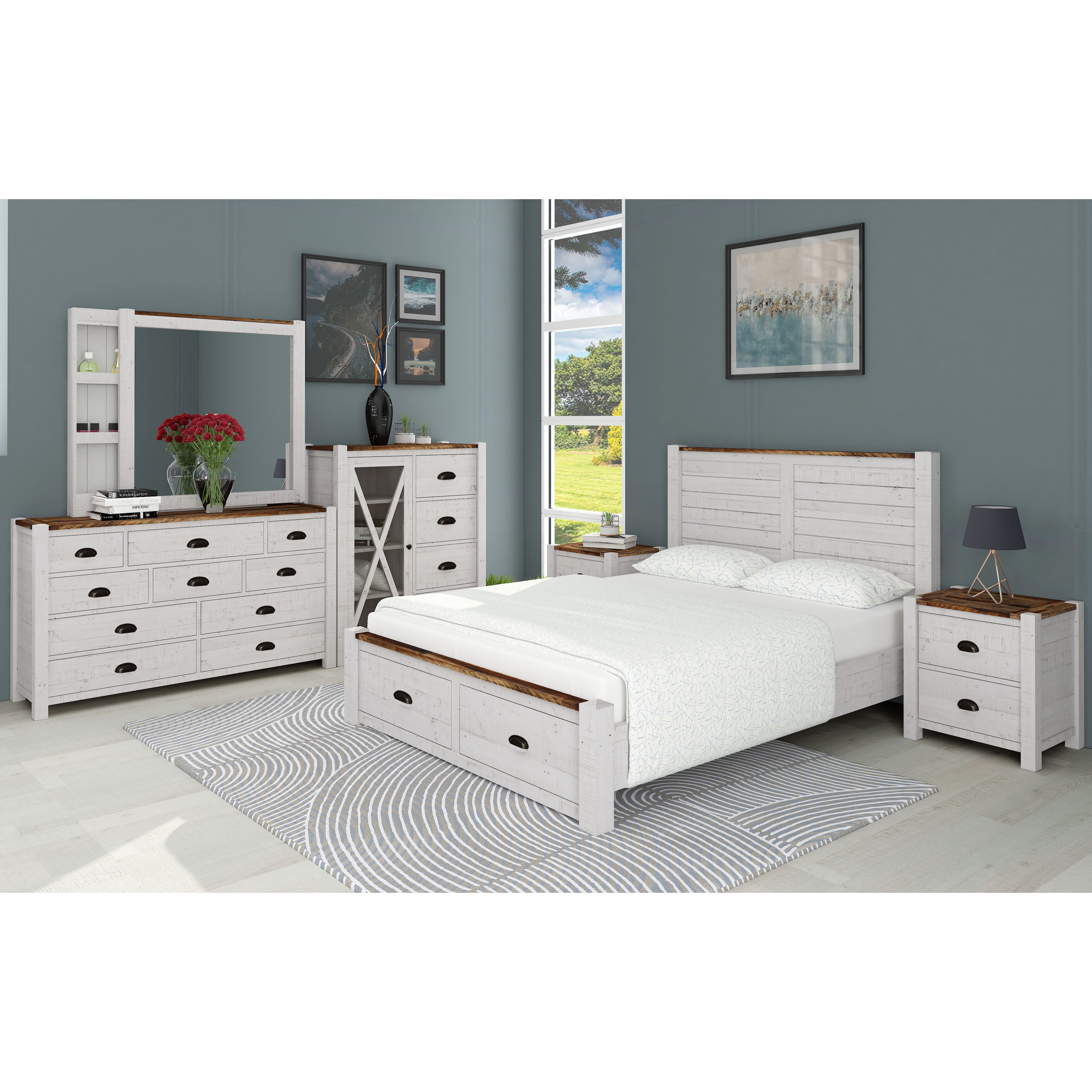 Erica Dresser Mirror Vanity Storage Dressing Table Acacia Wood Frame Brown White Secondary image