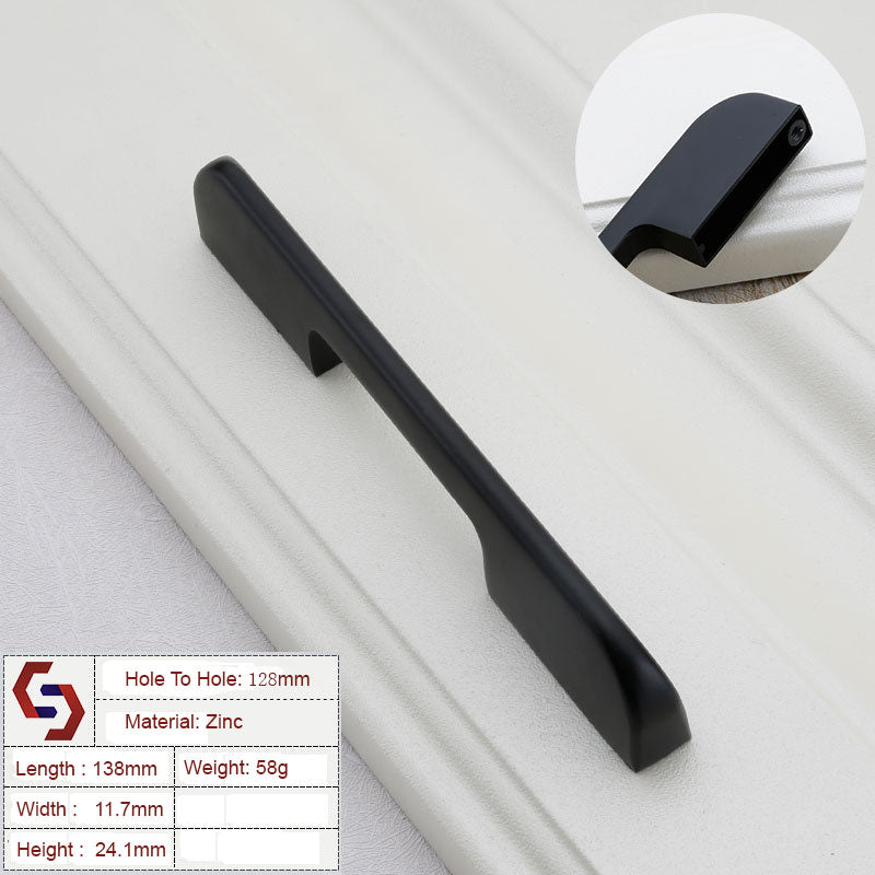 Zinc Kitchen Cabinet Handles Drawer Bar Handle Pull BLACK hole to hole size 128mm Main image
