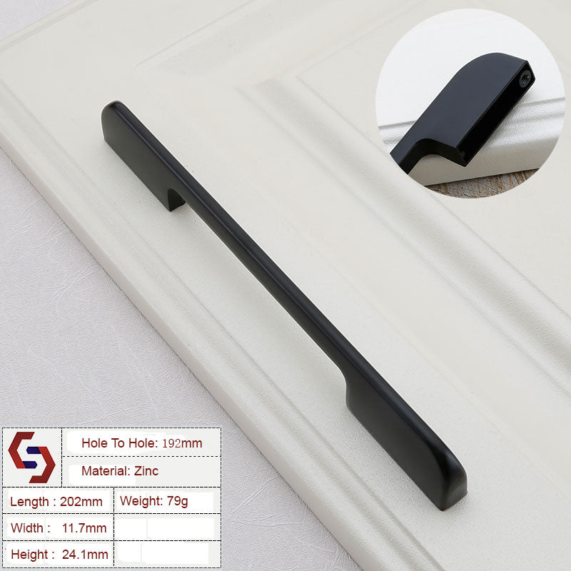Zinc Kitchen Cabinet Handles Drawer Bar Handle Pull BLACK hole to hole size 192mm Main image