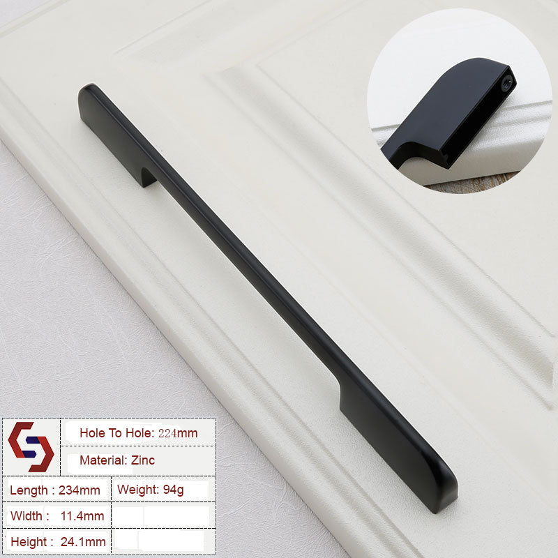 Zinc Kitchen Cabinet Handles Drawer Bar Handle Pull BLACK hole to hole size 224mm Main image