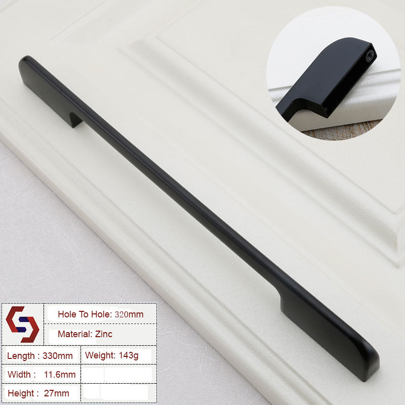 Zinc Kitchen Cabinet Handles Drawer Bar Handle Pull BLACK hole to hole size 320mm Main image