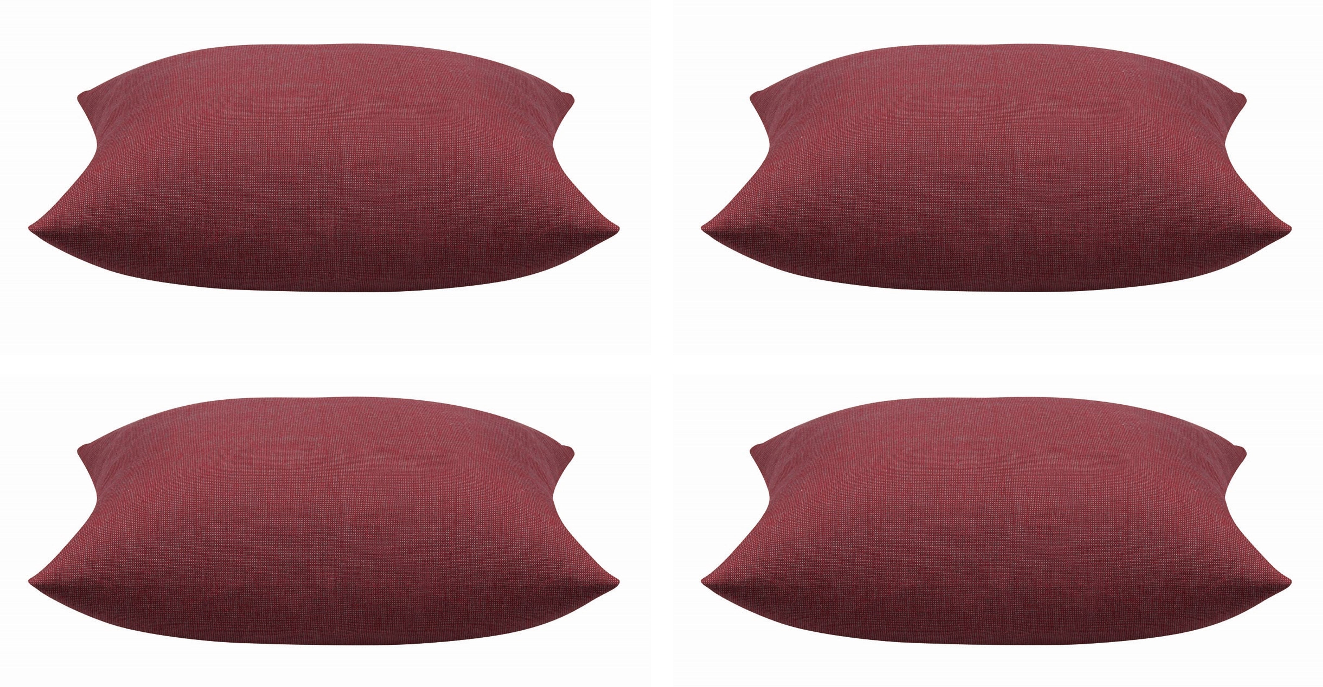 Pack of 4 Elements Deep Red Solid Base Colour Square Cushion Covers Main image