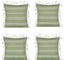 Pack of 4 Fresh Green & White Striped Cushion Cover with white knotted edging