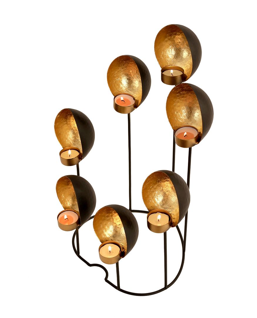 Shell Shape Tealight Black Gold Candle Holders Main image