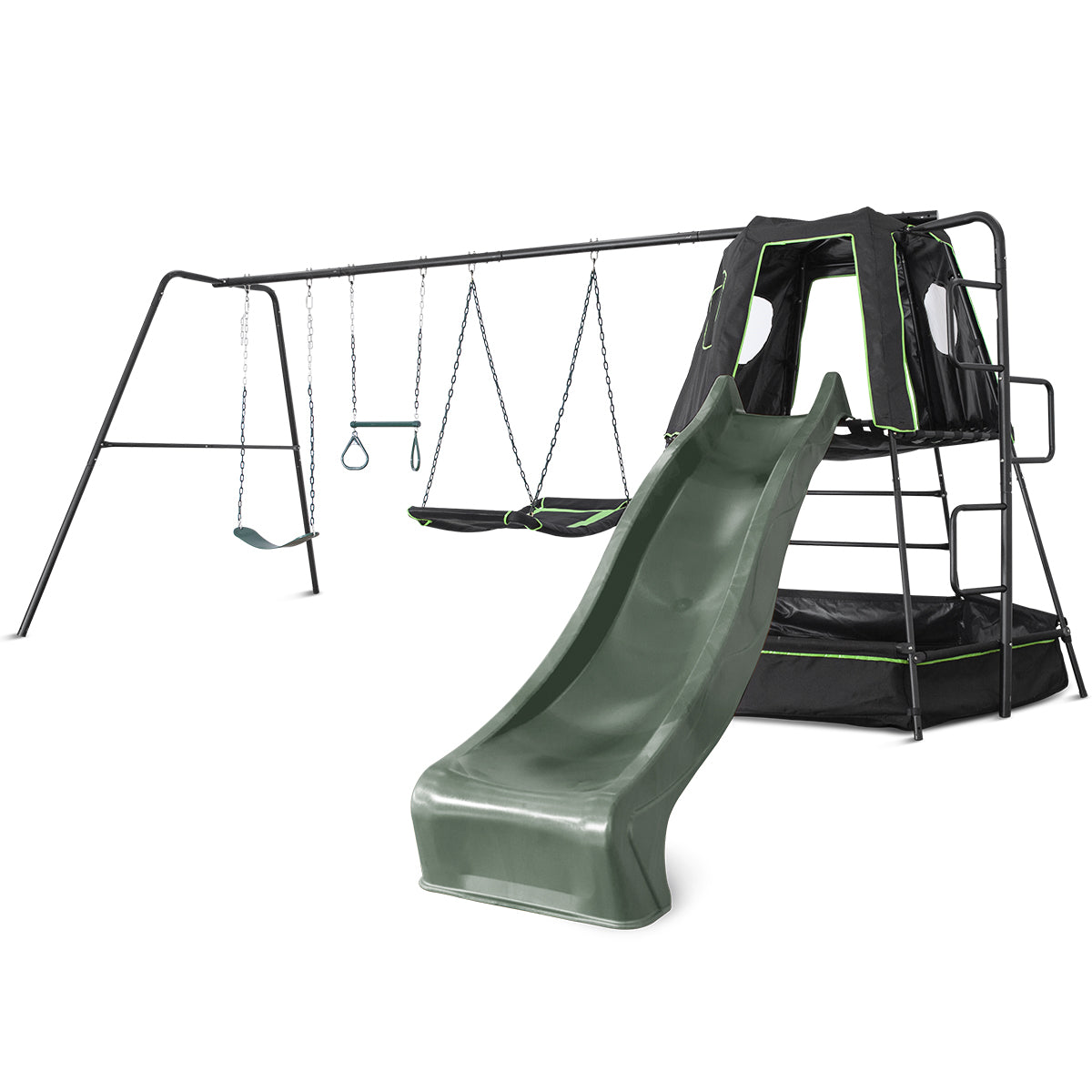 Lifespan Kids Pallas Play Tower with Metal Swing Set in Green Slide Main image