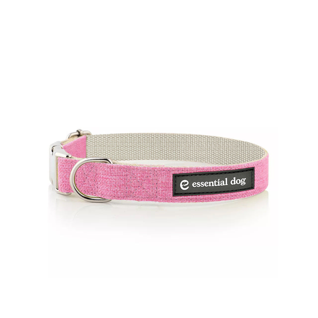 Natural Hemp & Cotton Dog Collar (Pretty Pink) MEDIUM Main image