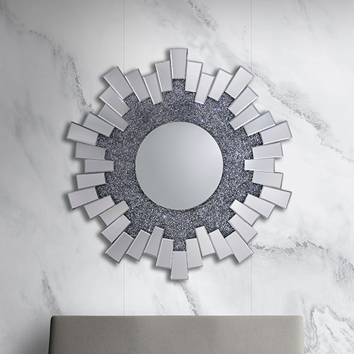 Wall Mirror Sparkling Crush Crystal MDF Silver And Grey MRR-06 Main image
