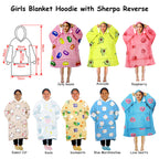 Girls Comfy Warm Blanket Hoodie with Sherpa Fleece Reverse Avocado