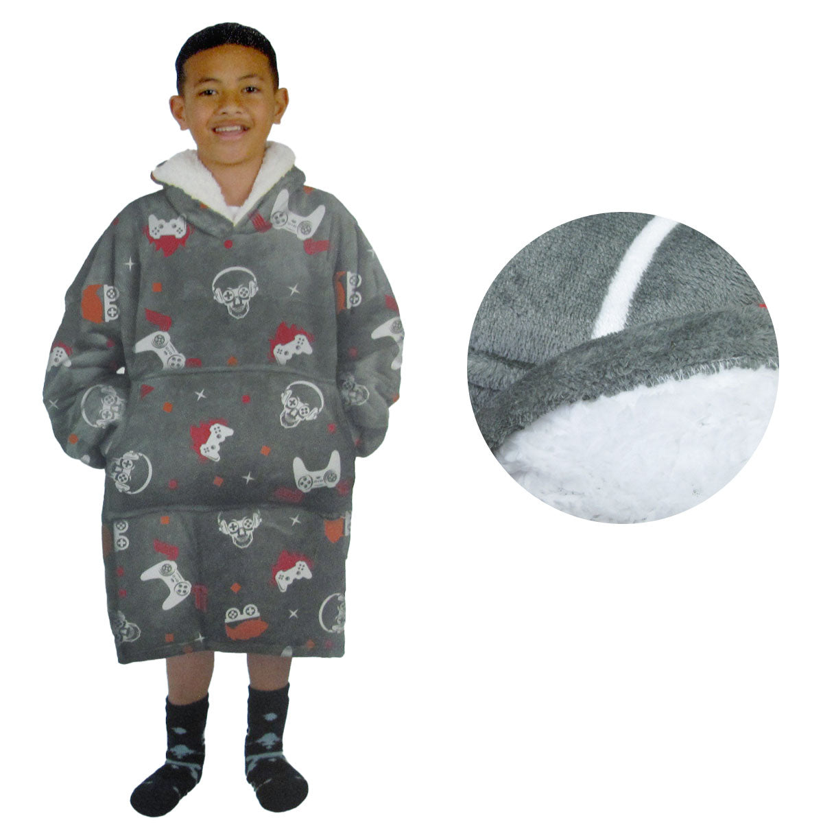 Blanket Hoodie with Sherpa Reverse Grey Gamers Main image