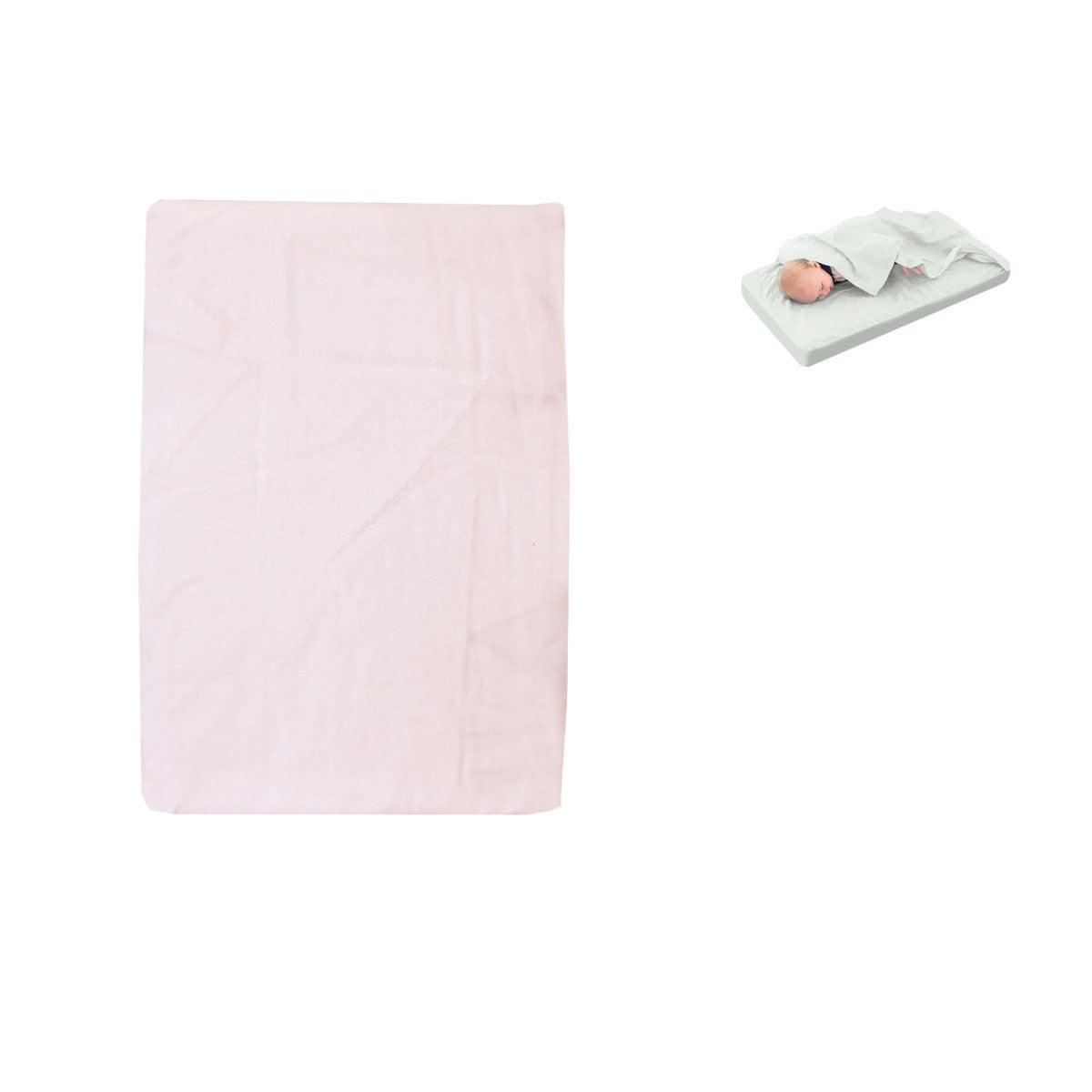 Baby Pink Bassinet Fitted Sheet with a Flat Sheet Sewed Attached Main image