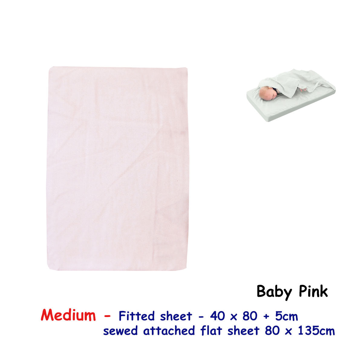 Baby Pink Bassinet Fitted Sheet with a Flat Sheet Sewed Attached Secondary image
