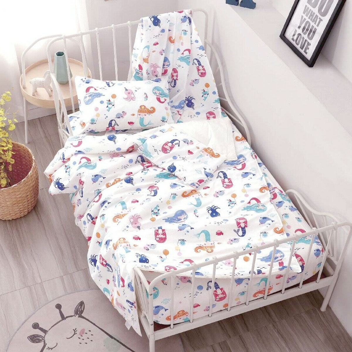 Mermaids & Mates Baby 100% Cotton Printed Sheet Set Cot Size Main image