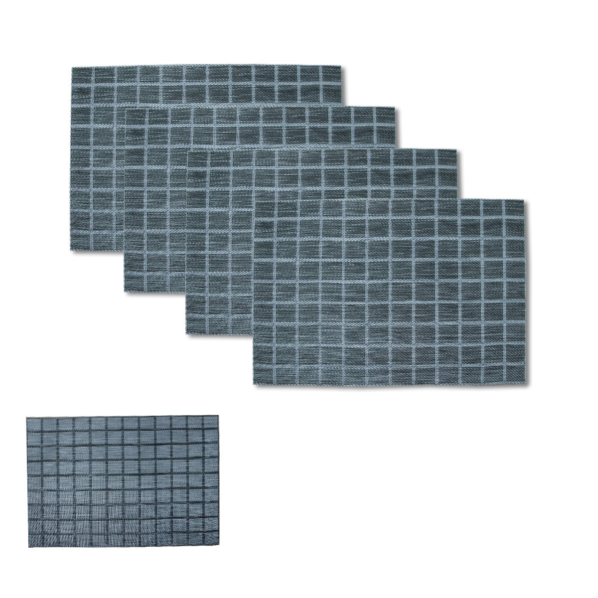 Choice Set of 4 Reversible PVC Table Placemats Checkered Grey Main image