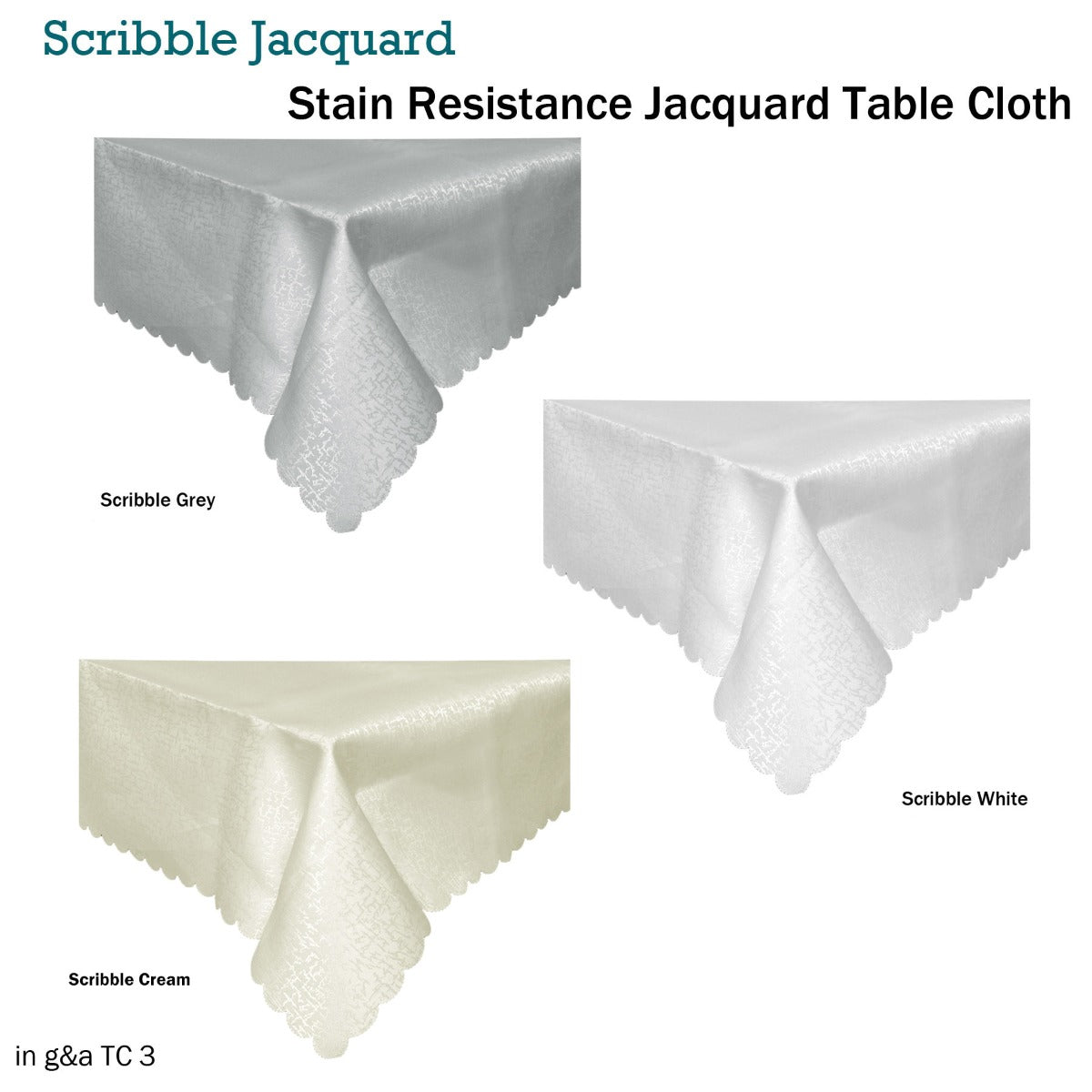 Jacquard Table Cloth Scribble Grey 150 x 270 cm Secondary image