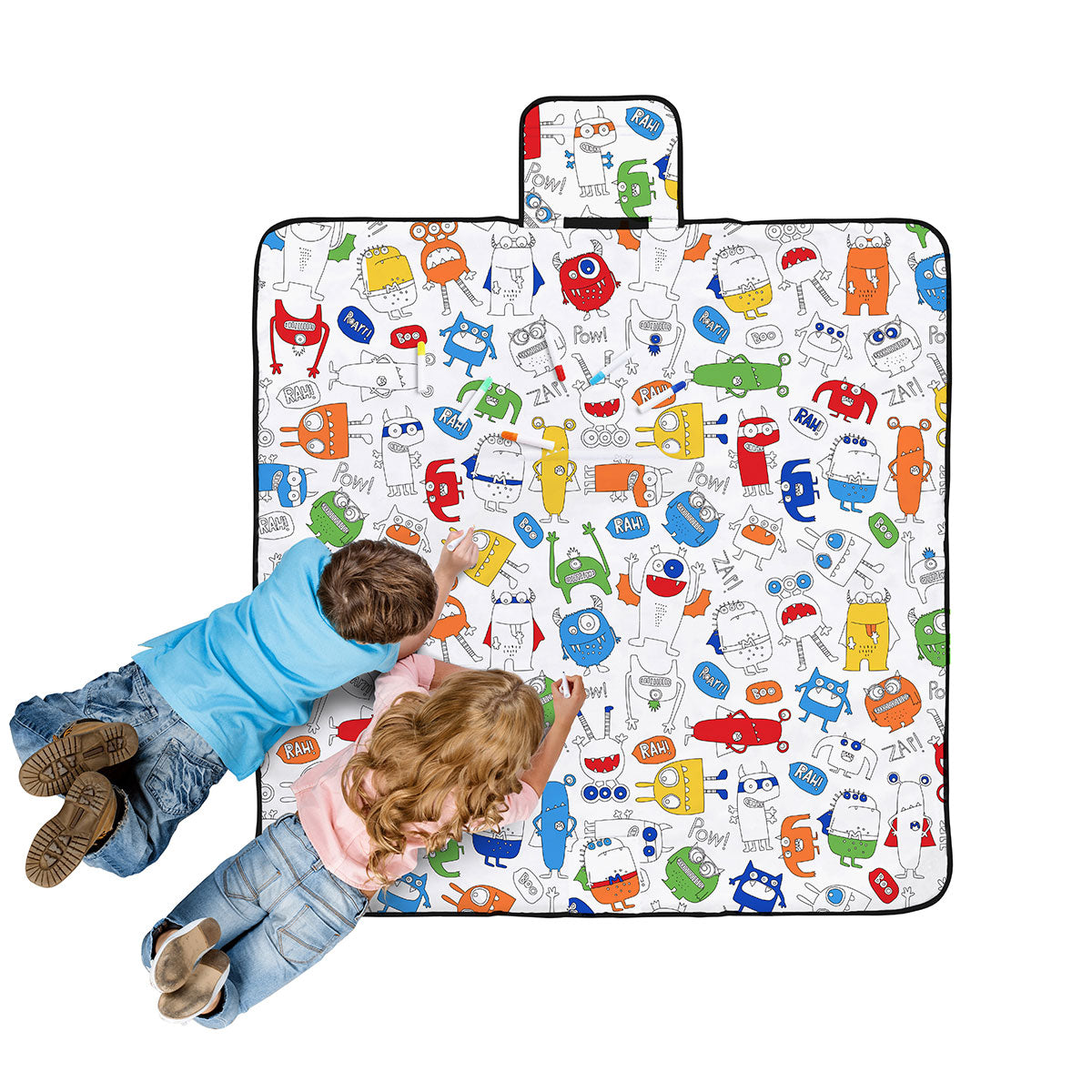 Happy Kids Monster Squad Colour Me In Picnic Blanket 125 x 125 cm Main image