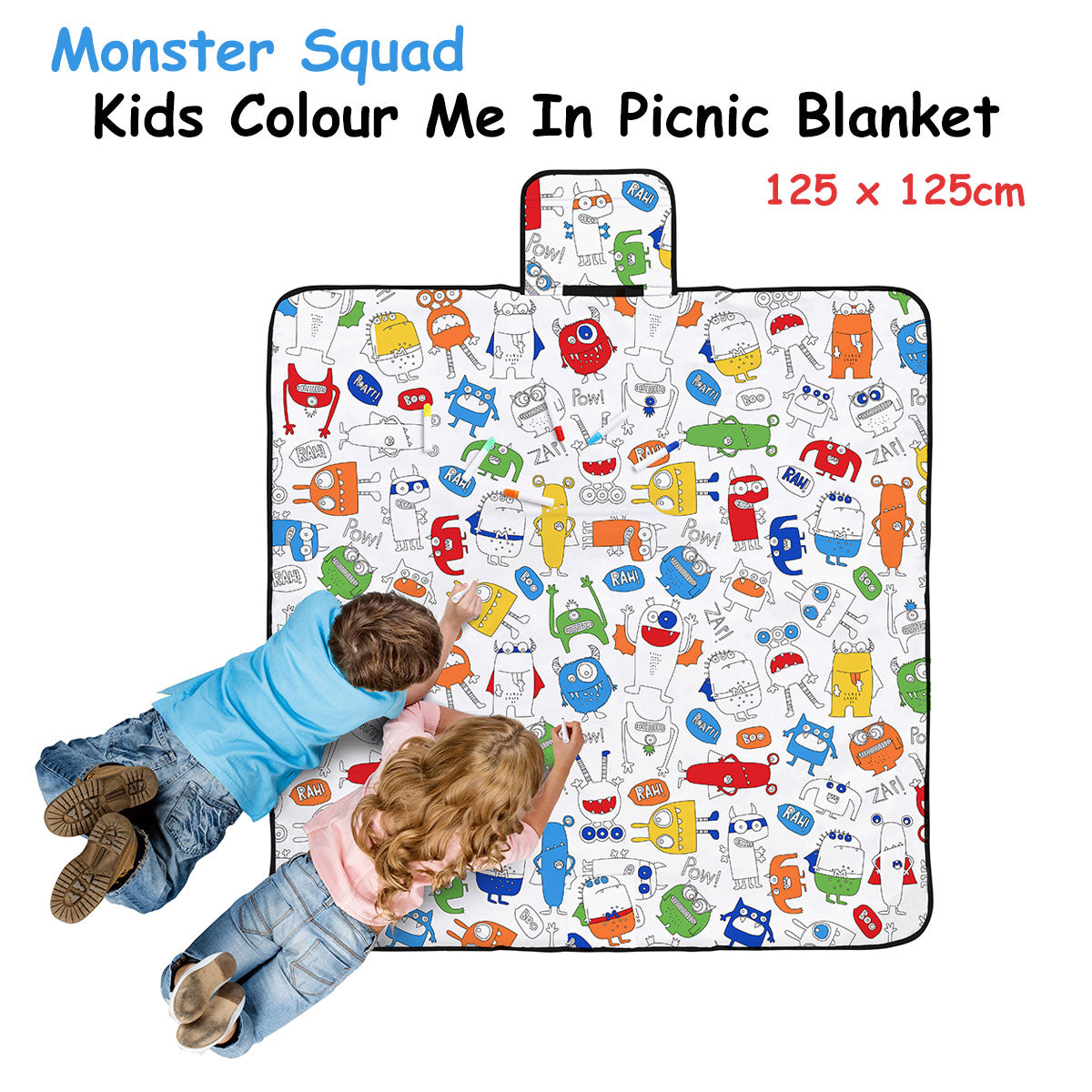 Happy Kids Monster Squad Colour Me In Picnic Blanket 125 x 125 cm Secondary image