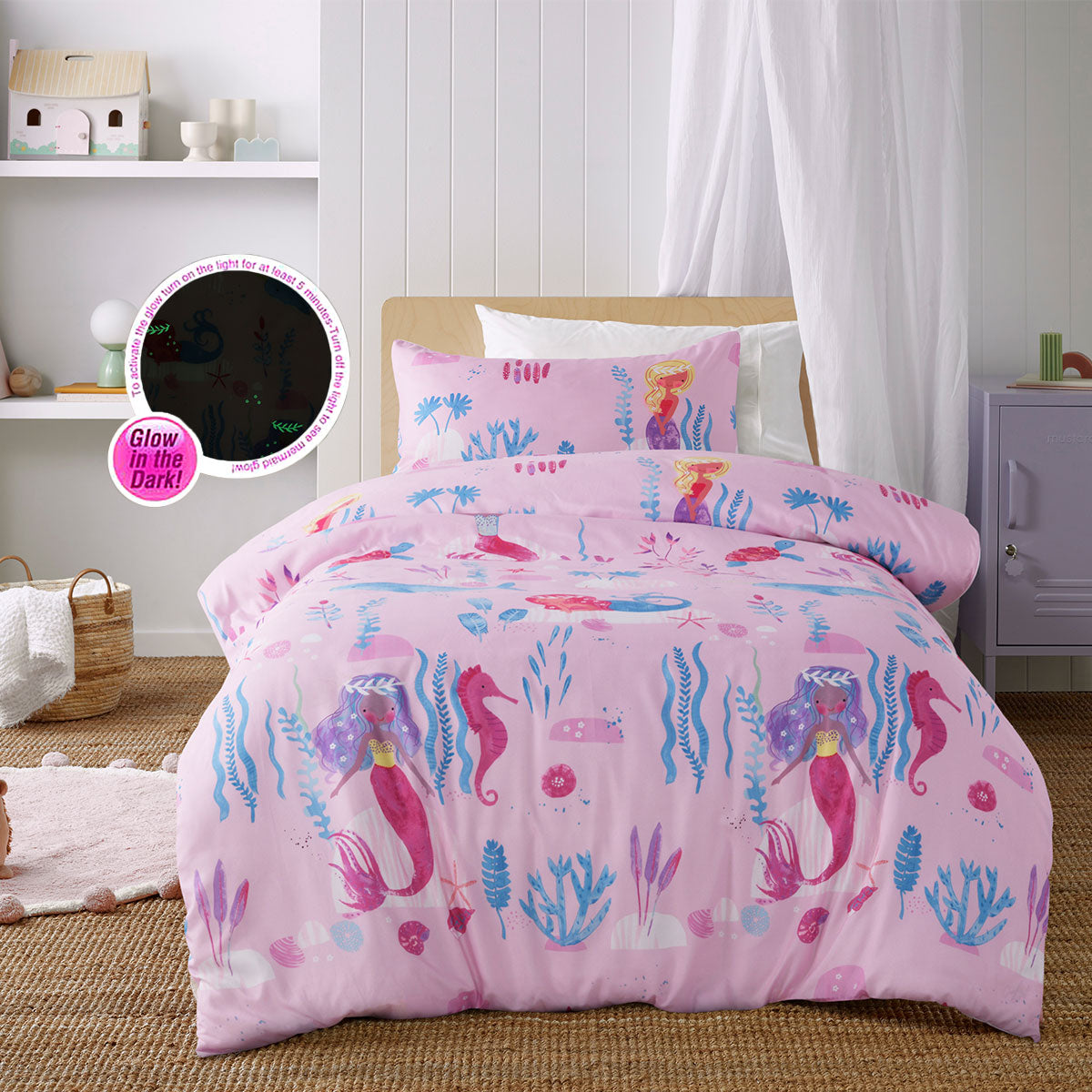 Happy Kids Glow in the Dark Under the Sea Quilt Cover Set Double Main image